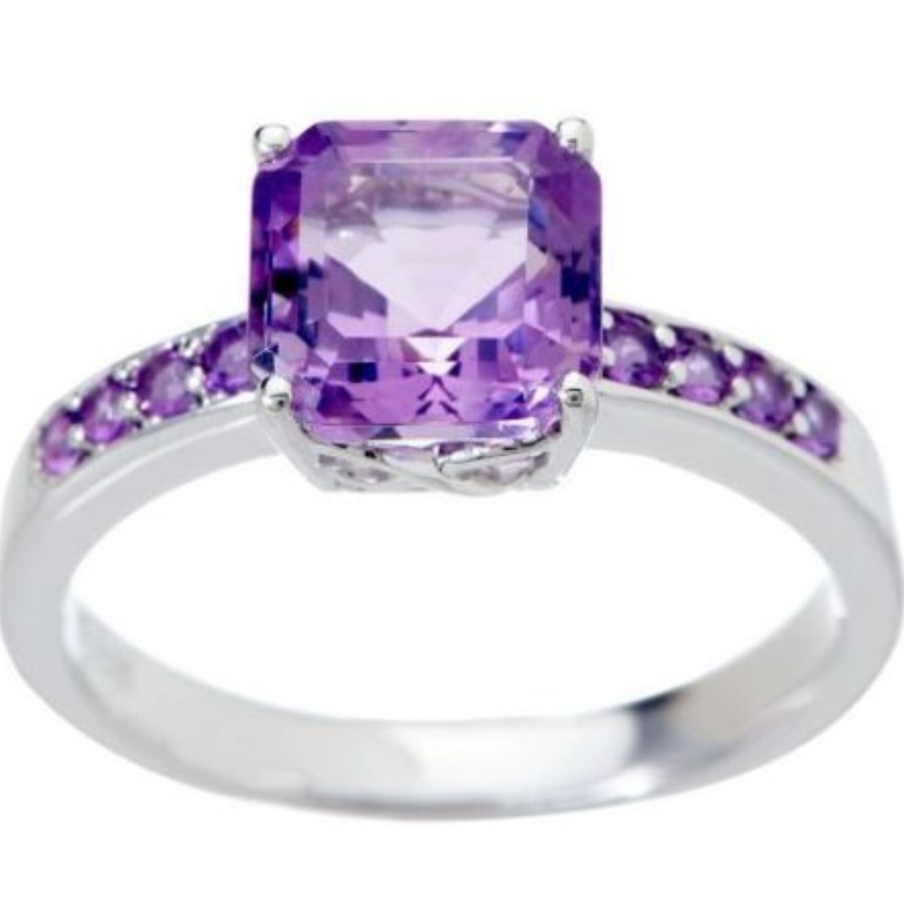 QVC 2ct Asscher Cut~BRAZILIAN AMETHYST Silver Ring